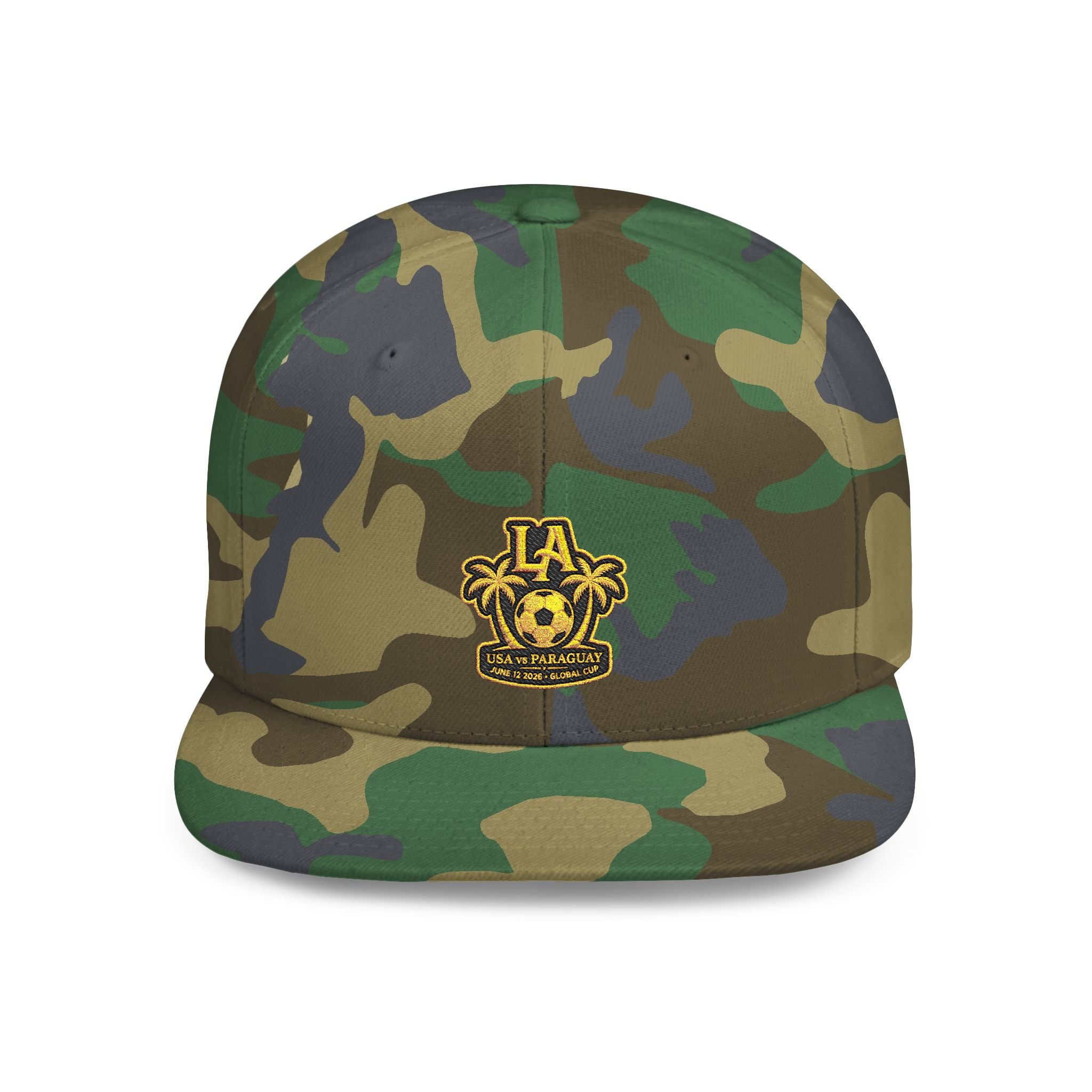 LA Palm Tree Crest Flat Bill Snapback | Embroidered Logo Cap