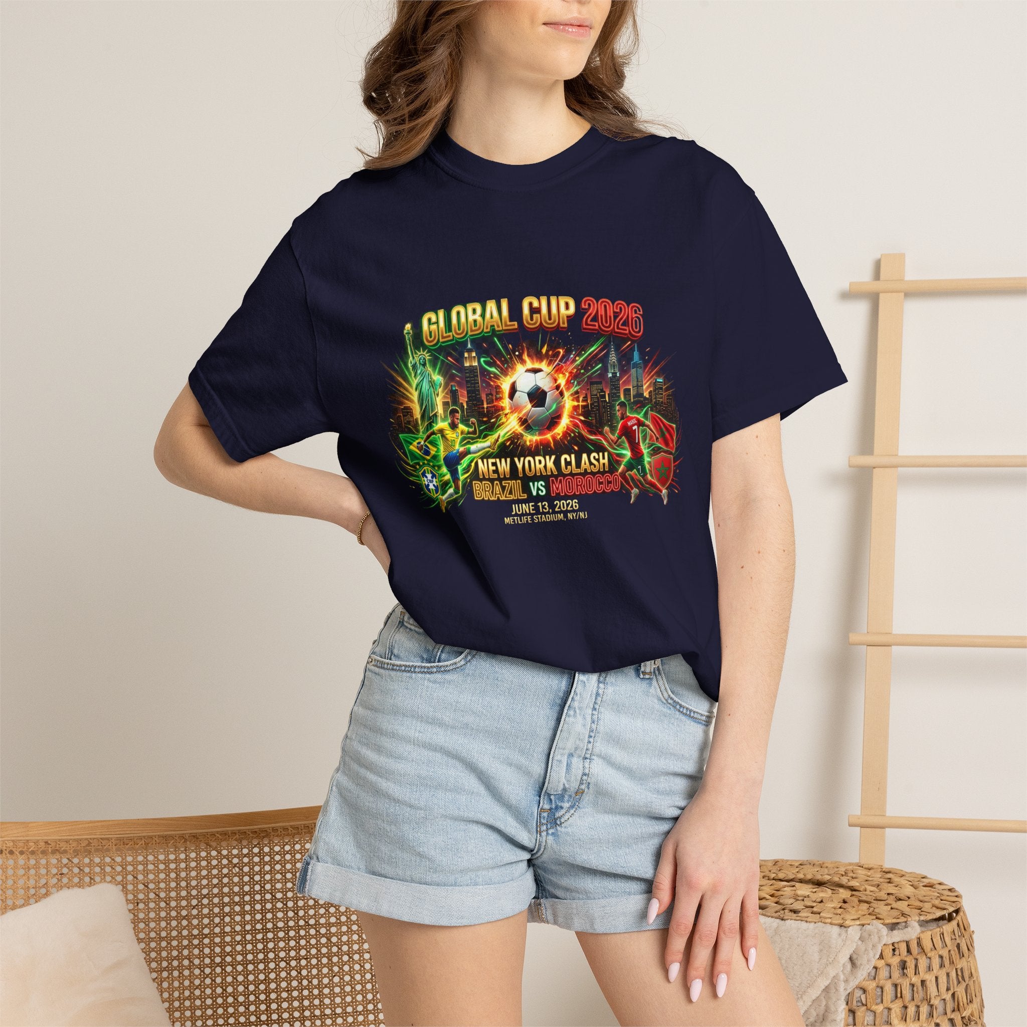 Brazil vs Morocco Global Cup T-shirt | Soccer Match Logo Tee